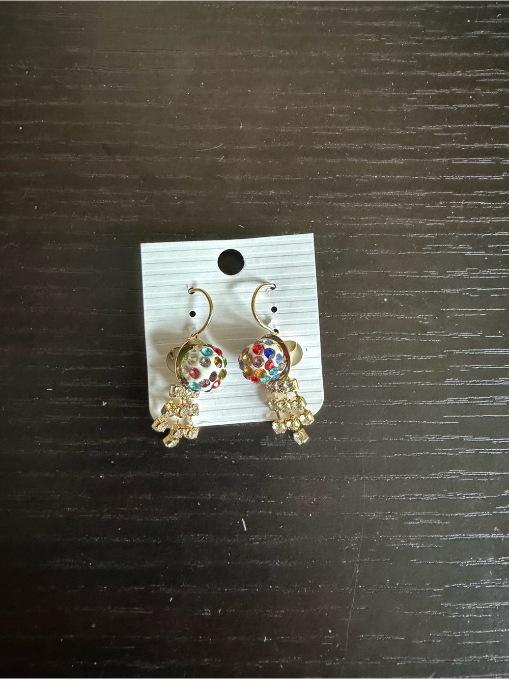 Gold-tone Multicolor Crystal Drop Earrings